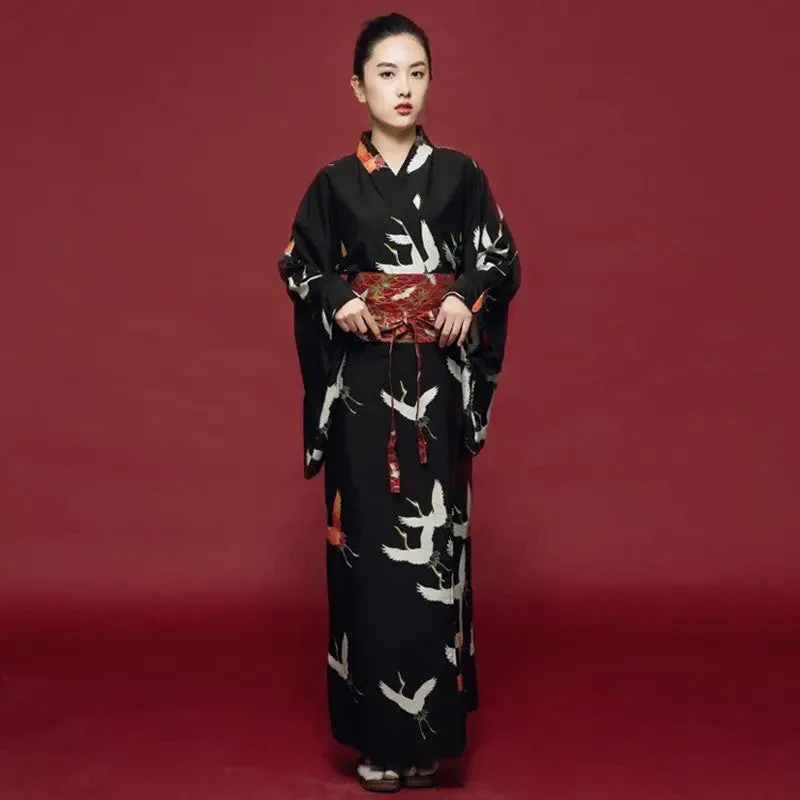 Black Japanese Kimono for Women 'Hotaka' - Image 3
