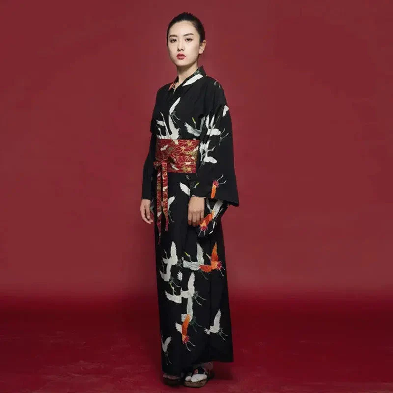 Black Japanese Kimono for Women 'Hotaka' - Image 4