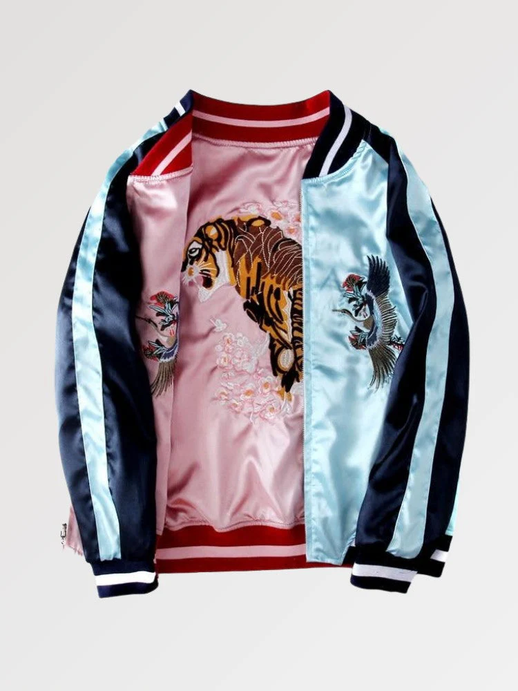 Blue and Pink Reversible Sukajan Jacket 'Kawagoe' - Image 3
