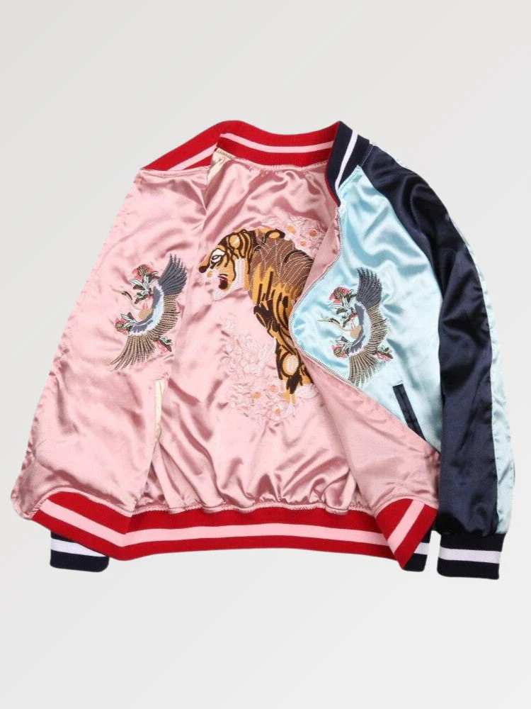 Blue and Pink Reversible Sukajan Jacket 'Kawagoe' - Image 4