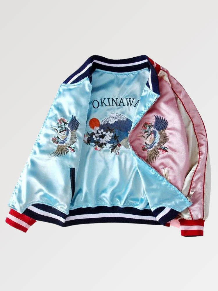 Blue and Pink Reversible Sukajan Jacket 'Kawagoe' - Image 5