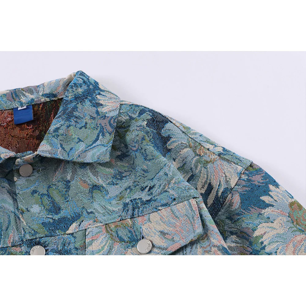 Blue Denim Jacket Floral Print 'Koyuki' - Image 4