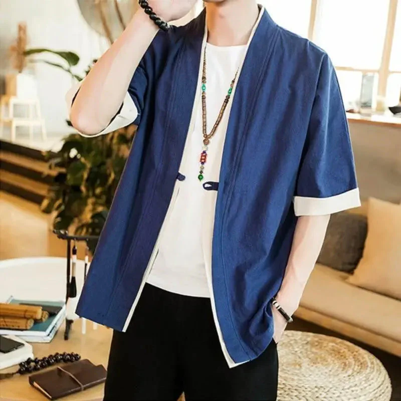 Blue Mens Kimono Jacket 'Tohoshinki' - Image 5