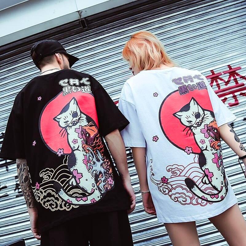 Cat & Koi Carp T-shirt 'Konbo' - Image 3
