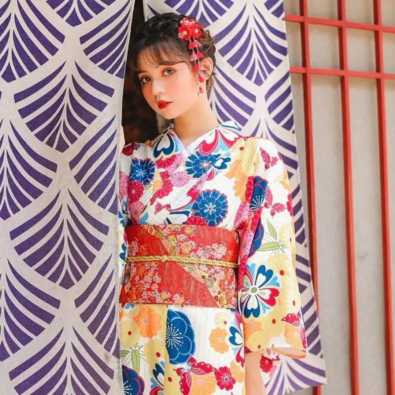 Colorful Women's Japanese Kimono 'Komaki' - Image 3