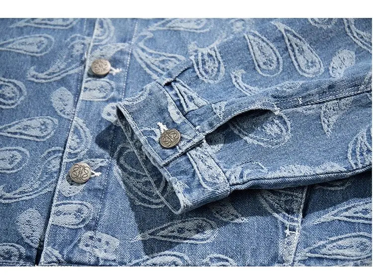 Denim Jacket Paisley Design 'Shigeaki' - Image 5