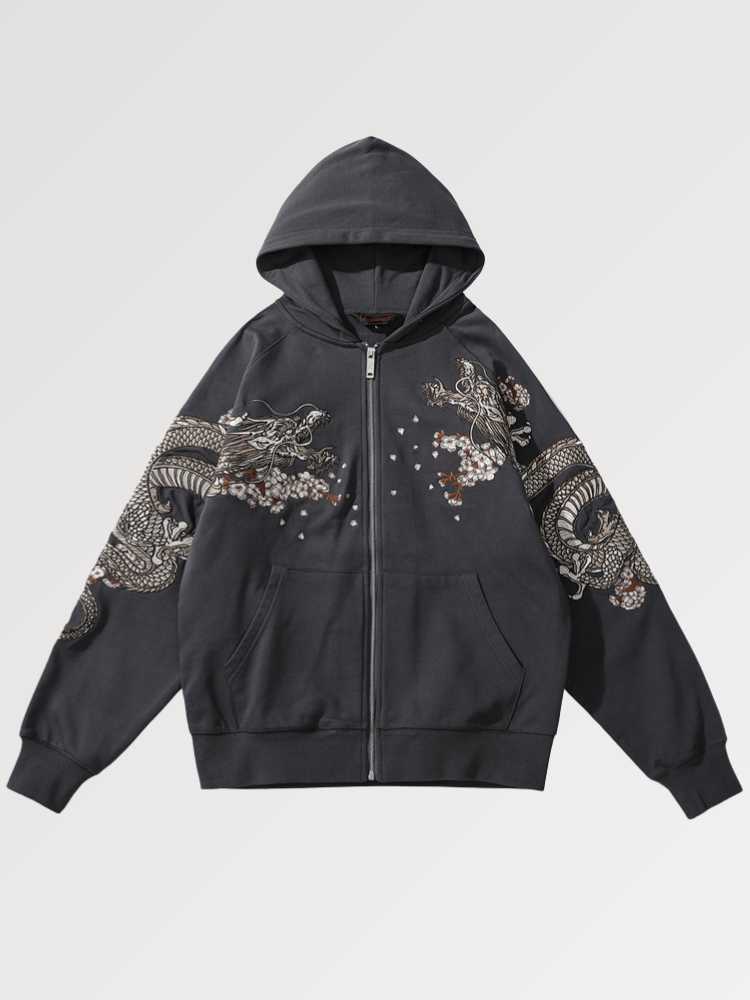Embroidered Hoodie Japanese Fox 'Kitsune' - Image 3