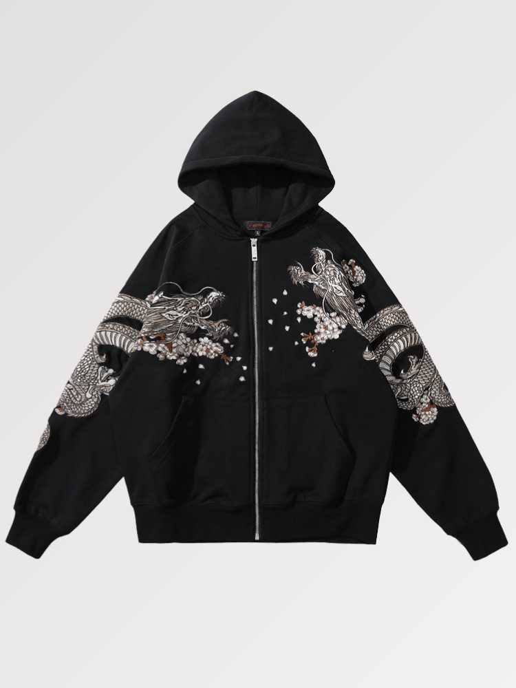 Embroidered Hoodie Japanese Fox 'Kitsune' - Image 4