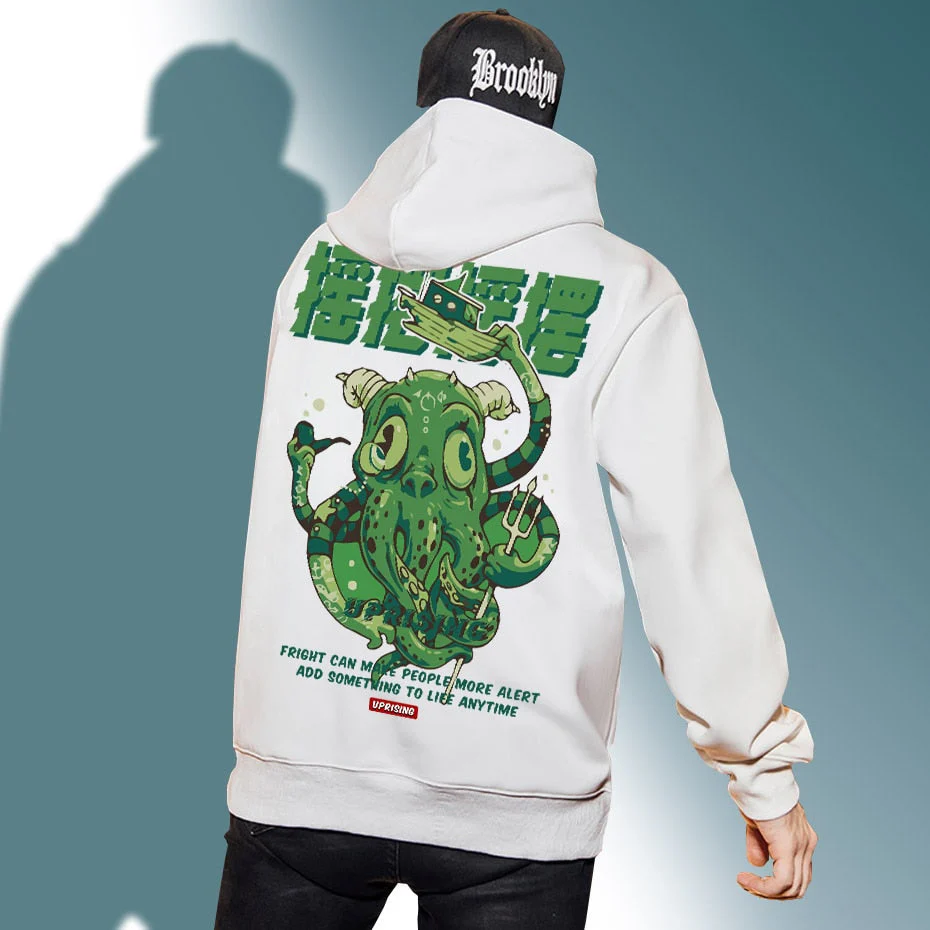 Green Octopus Hoodie Japanese Script 'Furiku' - Image 3