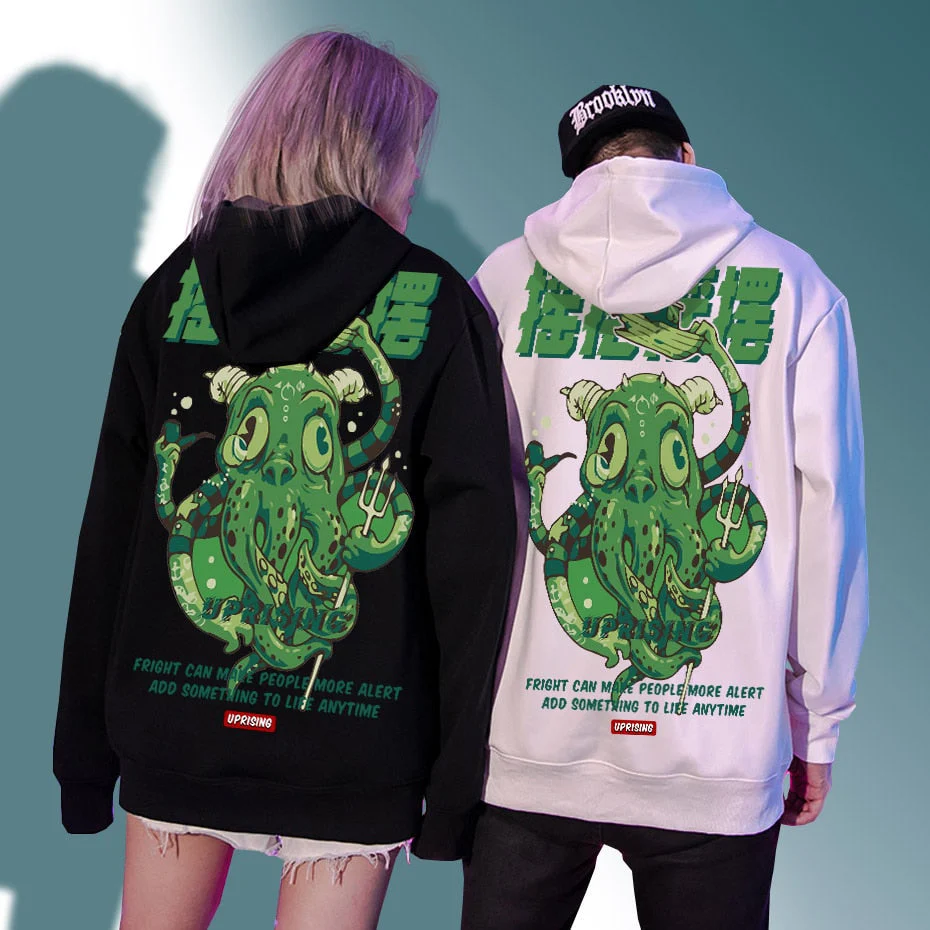 Green Octopus Hoodie Japanese Script 'Furiku' - Image 4