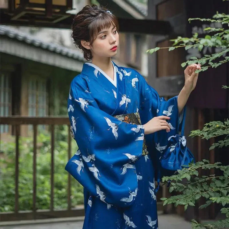 Japanese Blue Kimono for Women 'Ofunato' - Image 3