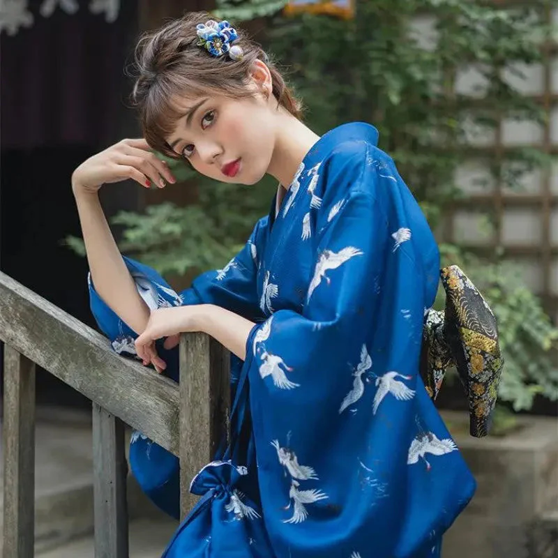 Japanese Blue Kimono for Women 'Ofunato' - Image 4