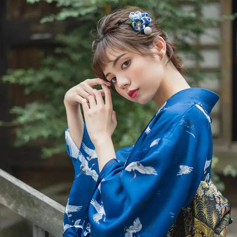 Japanese Blue Kimono for Women 'Ofunato' - Image 6