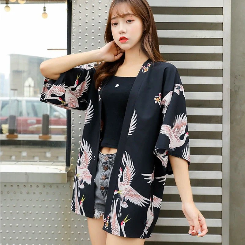 Japanese Crane Kimono Jacket 'Itsukushima' - Image 4