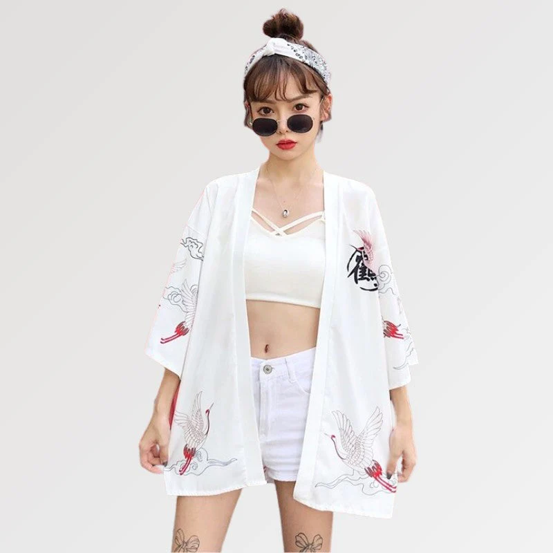 Japanese Cranes Design Kimono Jacket 'Kamen Rider' - Image 4