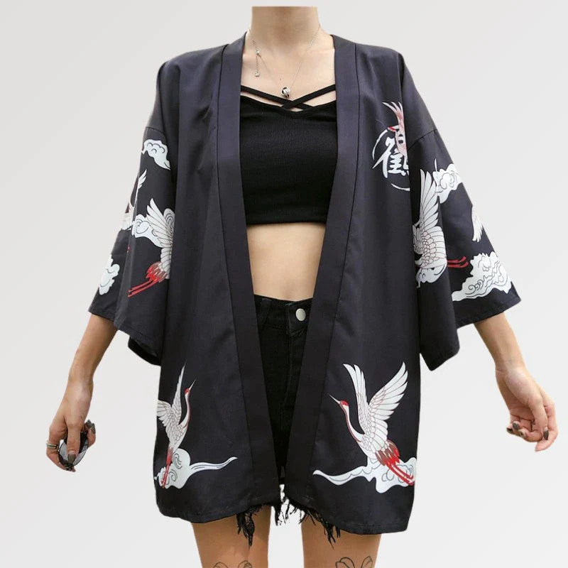 Japanese Cranes Design Kimono Jacket 'Kamen Rider' - Image 5