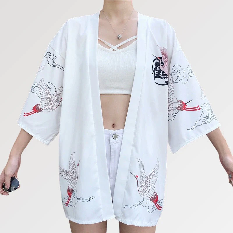 Japanese Cranes Design Kimono Jacket 'Kamen Rider' - Image 6
