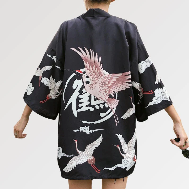 Japanese Cranes Design Kimono Jacket 'Kamen Rider' - Image 7
