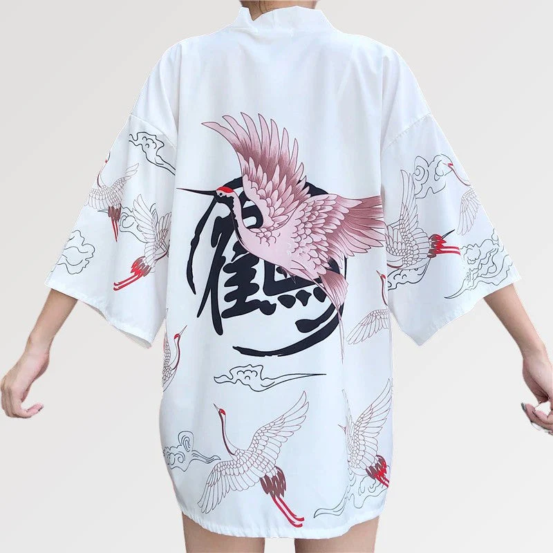Japanese Cranes Design Kimono Jacket 'Kamen Rider' - Image 8