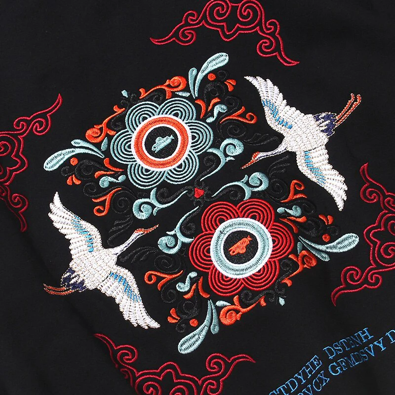 Japanese Cranes Pattern Hoodie 'Ahiru' - Image 5