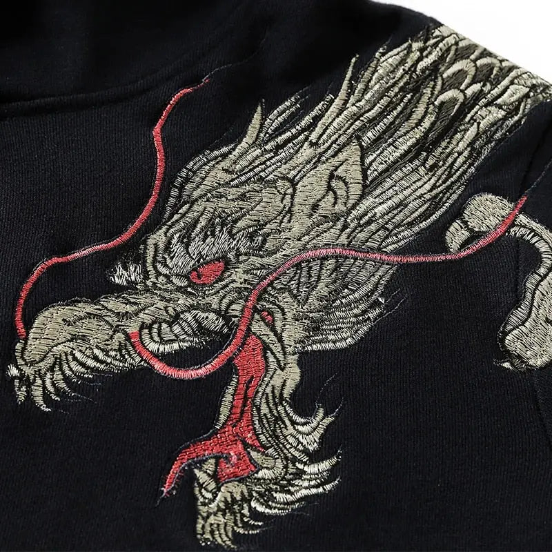 Japanese Embroidered Dragon Hoodie 'Ryu' - Image 3