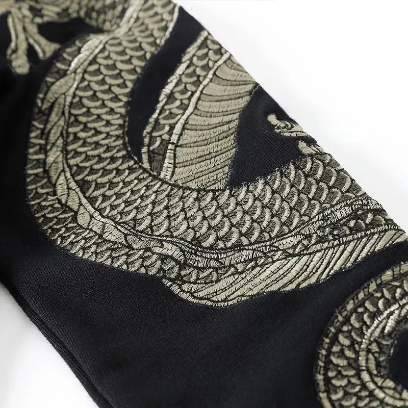 Japanese Embroidered Dragon Hoodie 'Ryu' - Image 4