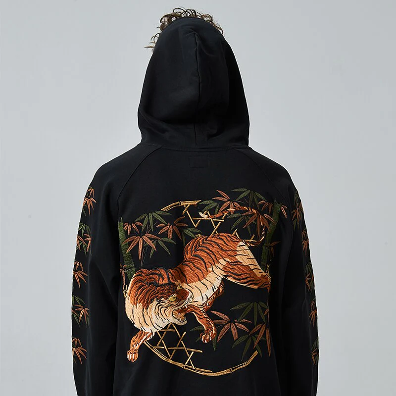Japanese Embroidered Tiger Hoodie 'Iwate' - Image 3