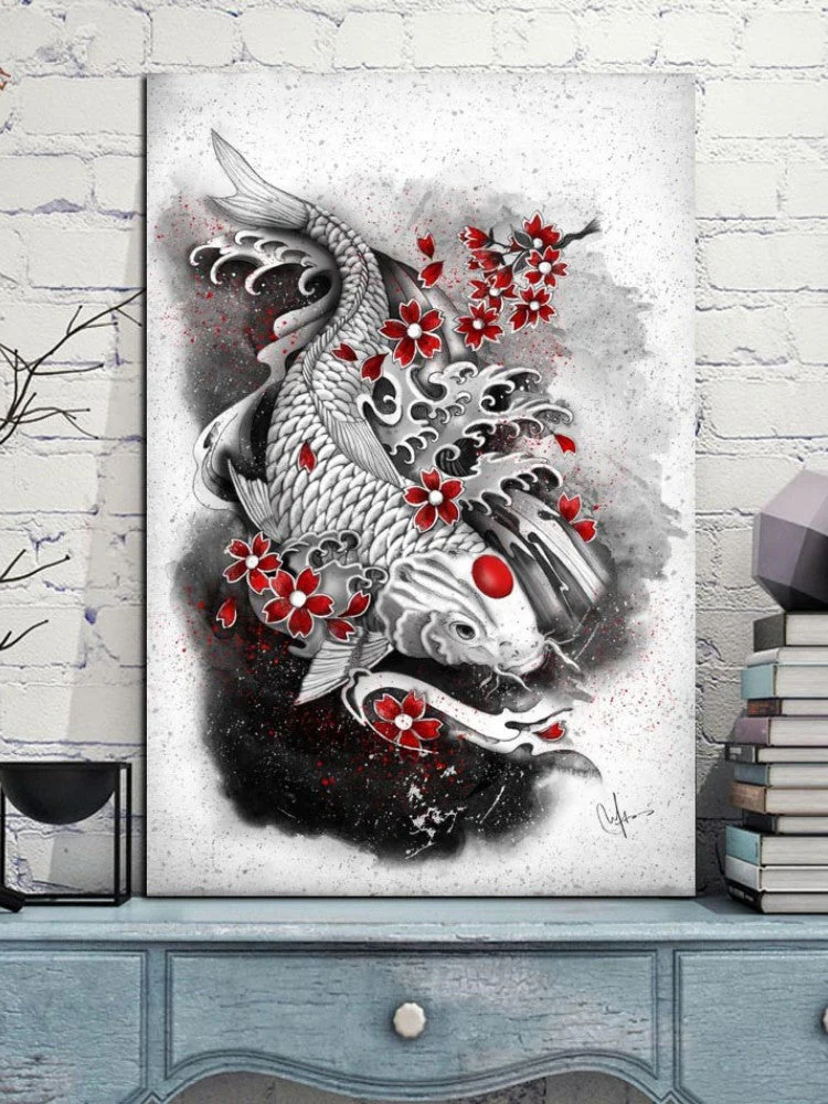 Japanese Fish Painting 'Koi Carp' - Image 3