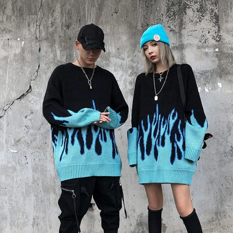 Japanese Flames Design Sweater 'Hono' - Image 4