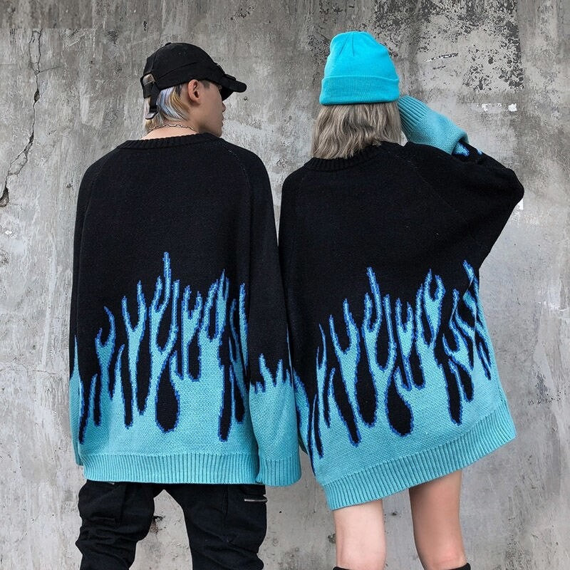 Japanese Flames Design Sweater 'Hono' - Image 5
