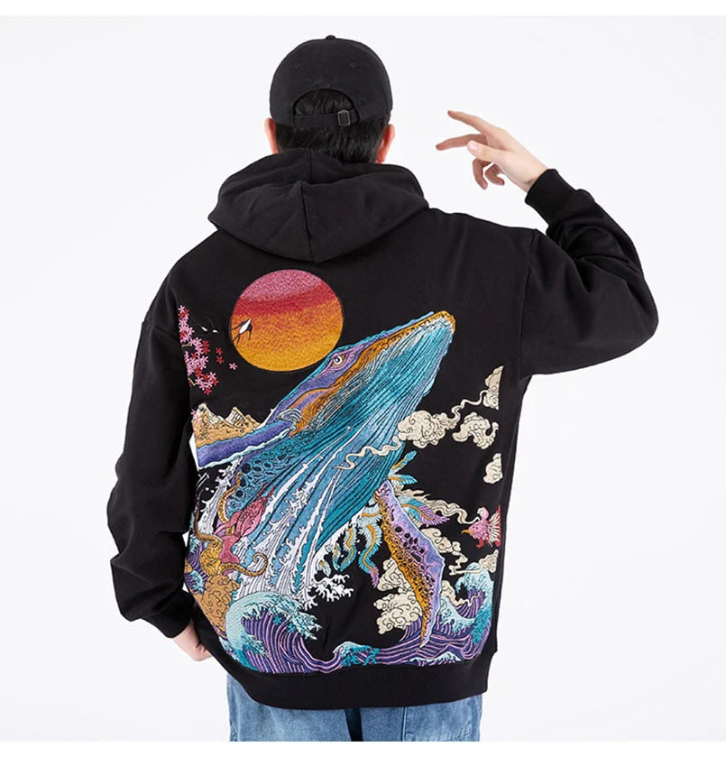 Japanese Hoodie Whale Pattern 'Niji' - Image 3