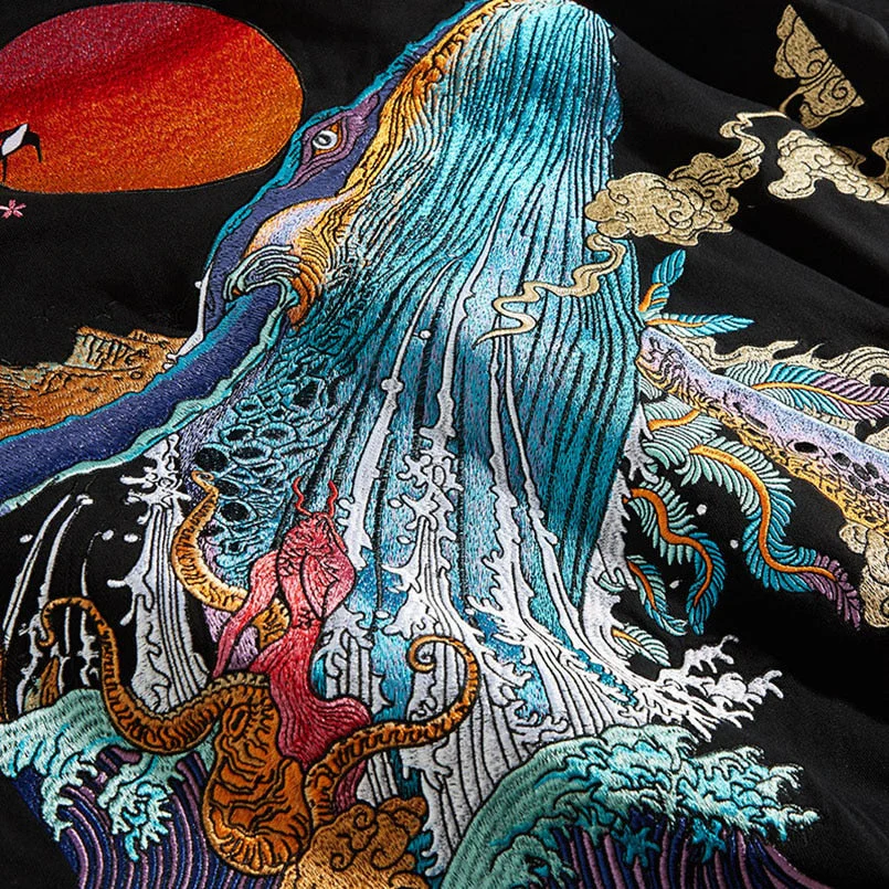 Japanese Hoodie Whale Pattern 'Niji' - Image 4
