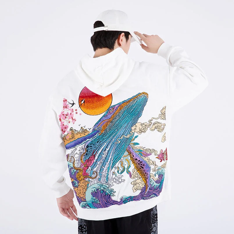 Japanese Hoodie Whale Pattern 'Niji' - Image 5
