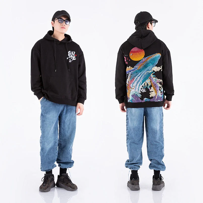Japanese Hoodie Whale Pattern 'Niji' - Image 6