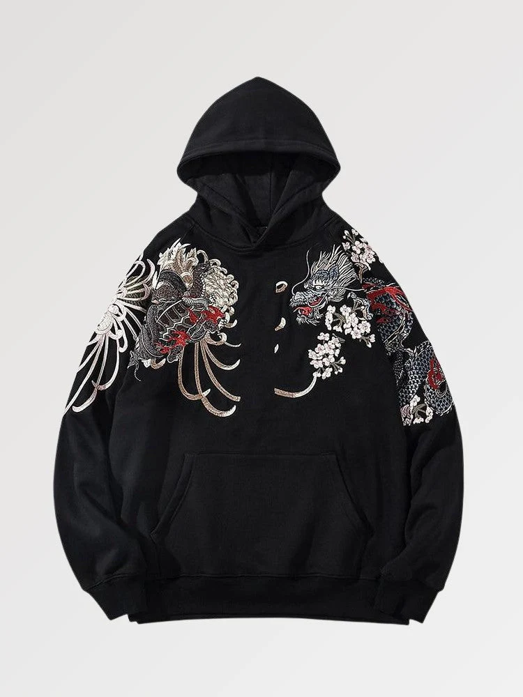 Japanese Hoodie White Tiger Pattern 'Kendo' - Image 2