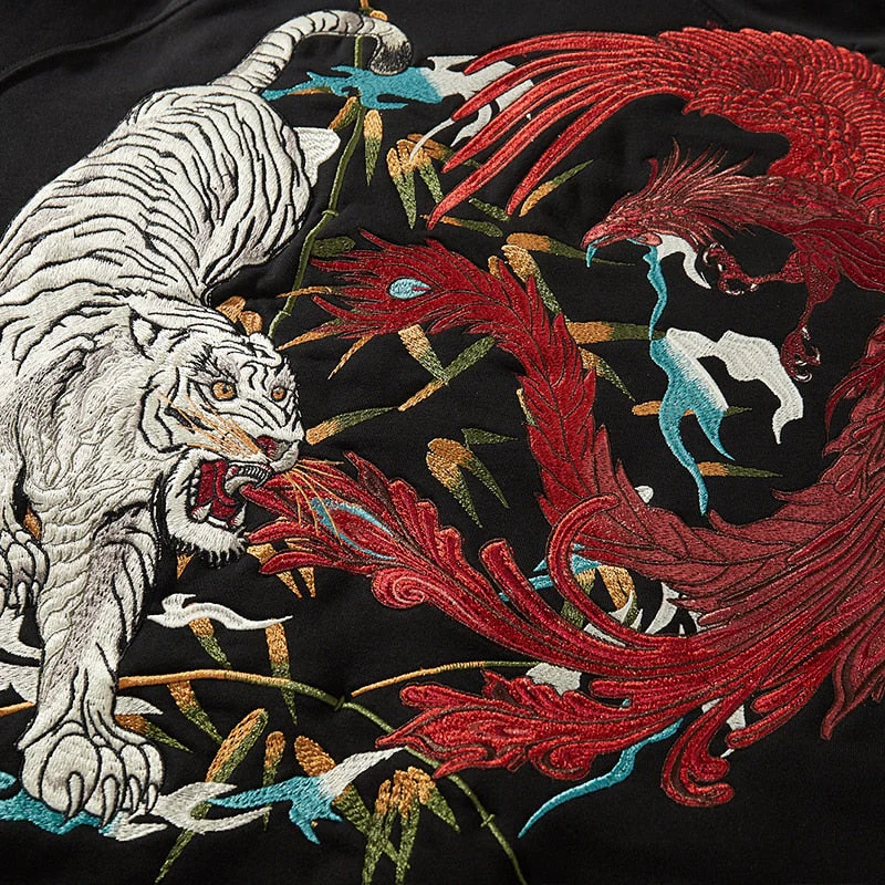 Japanese Hoodie White Tiger Pattern 'Kendo' - Image 4