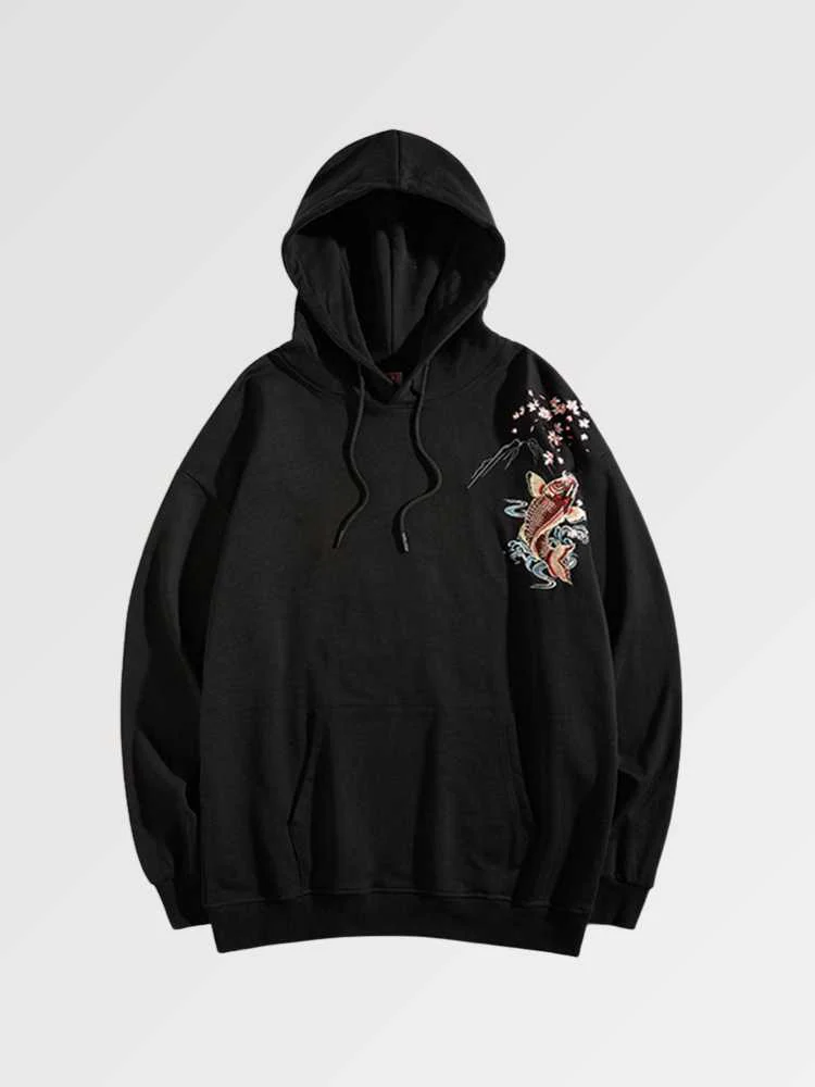 Japanese Koi Carp Hoodie 'Kuro' - Image 3