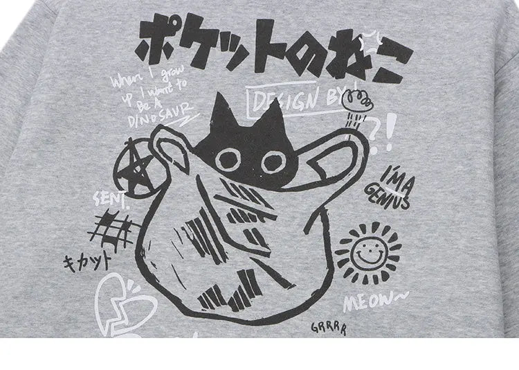 Japanese Pattern Sweatshirt 'Neko Baggu' - Image 5