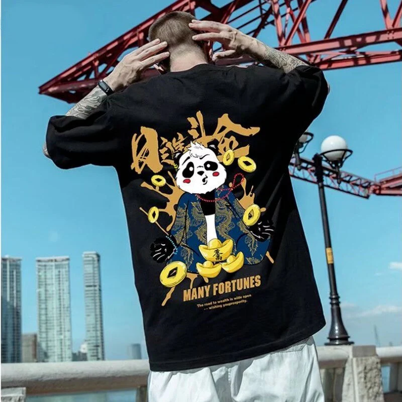 Japanese Shirt with Panda Pattern 'Many Fortunes' - Image 2