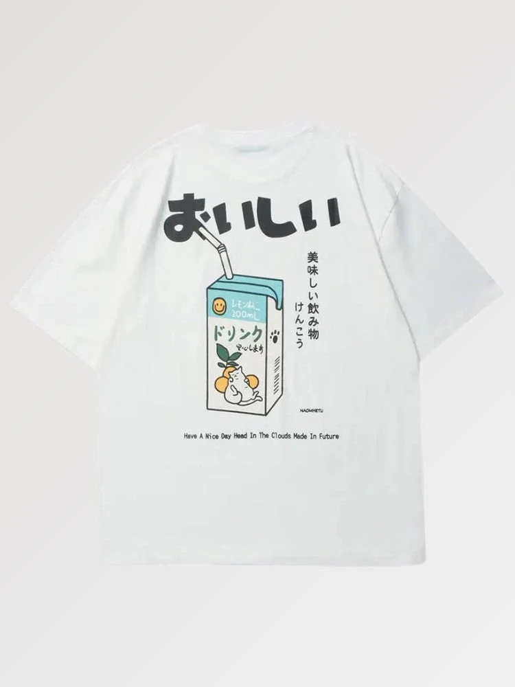 Japanese T-shirt Juice Brick Pattern 'Jusu' - Image 2