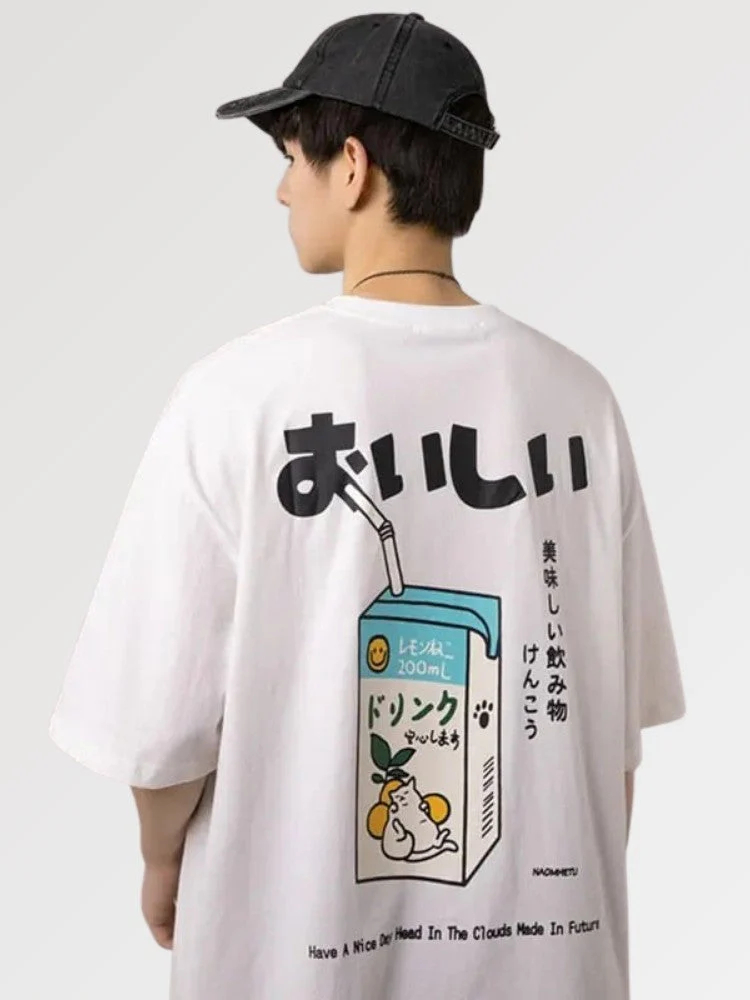 Japanese T-shirt Juice Brick Pattern 'Jusu' - Image 5
