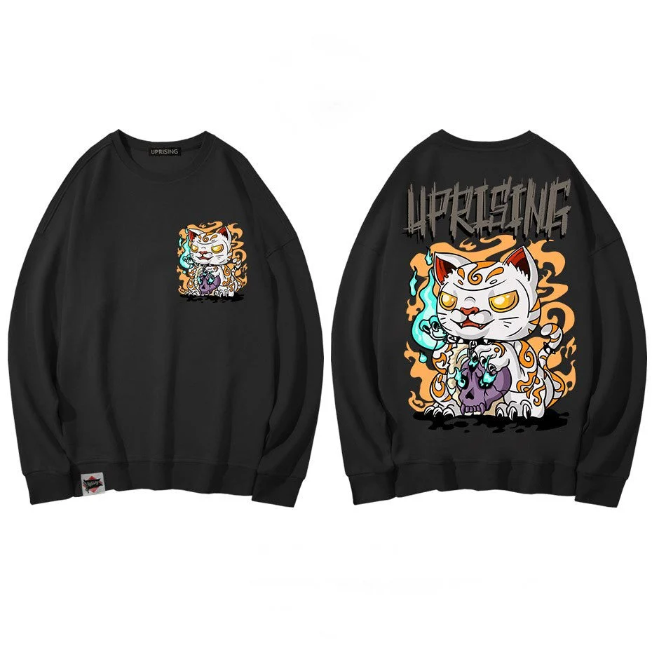 Japanese Zombie Cat Hoodie 'Kanagawa' - Image 3