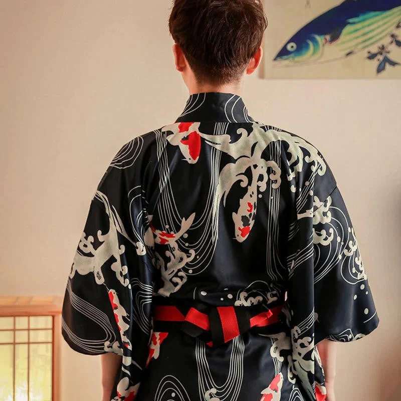 Koi Carp Design Mens Kimono 'Rishiri' - Image 3
