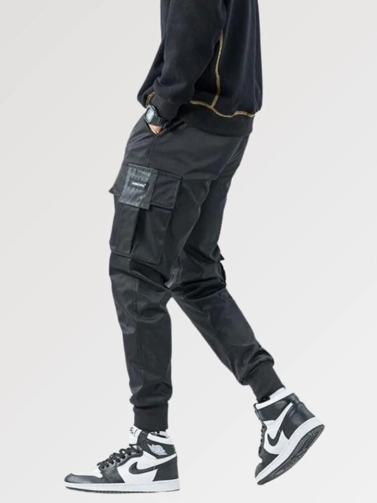 Mens Black Cargo Pants 'Nichinan' - Image 3