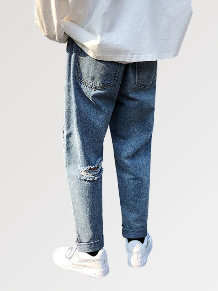 Mens Blue Jeans Holey 'Nobeoka' - Image 3