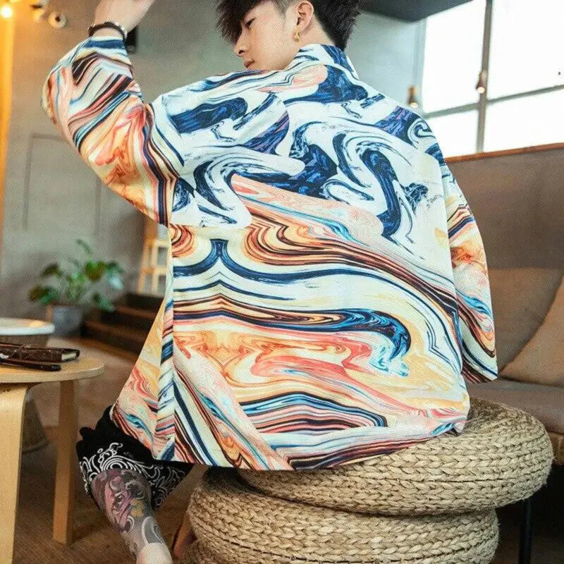 Men's Colored Kimono Jacket 'Kojima' - Image 4