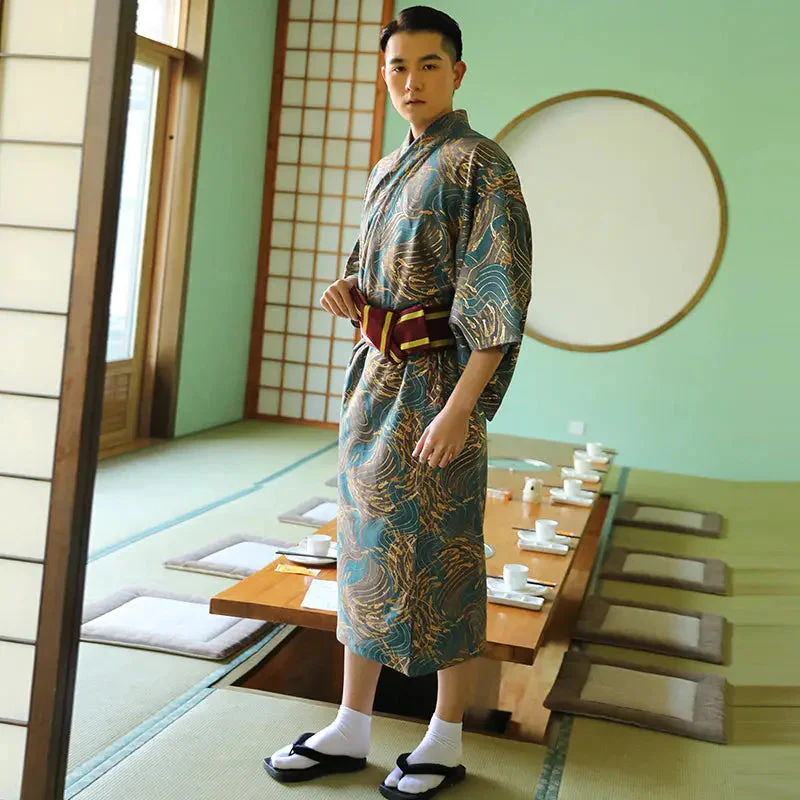 Mens Japanese Silk Kimono 'Haruna' - Image 4