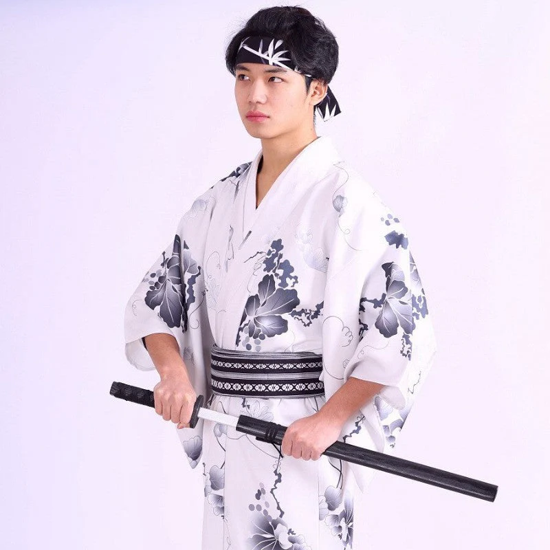 Mens Traditional White Kimono 'Nakazuma' - Image 2