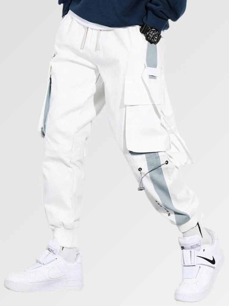 Mens White Japanese Style Cargo Pants 'Kushima' - Image 2