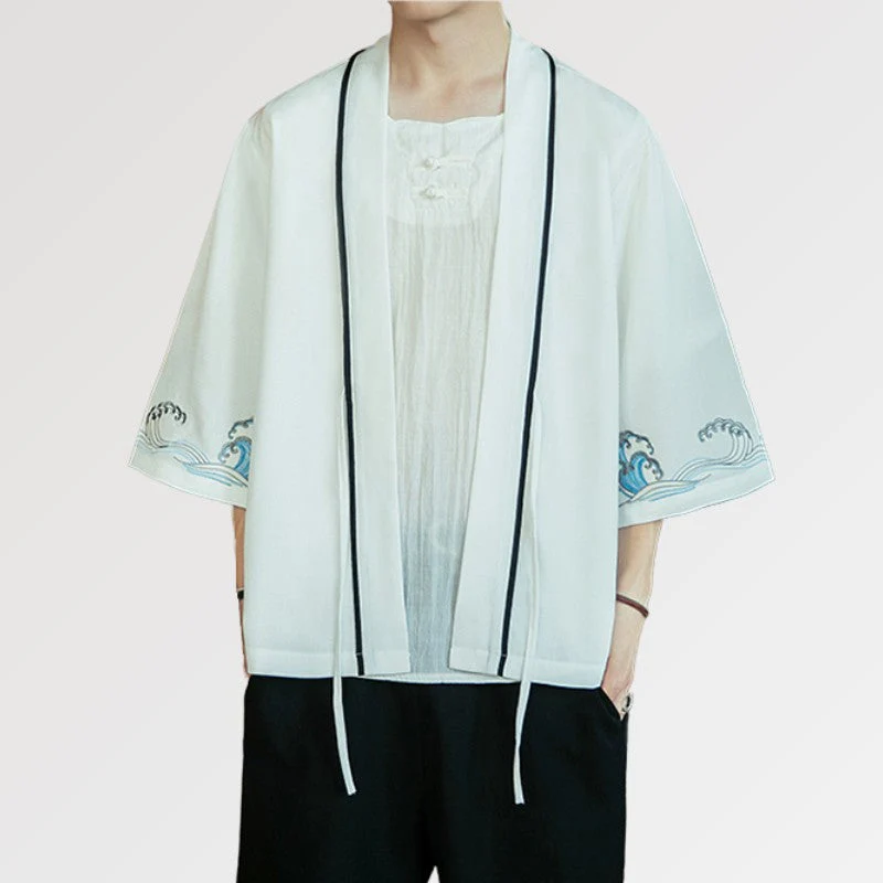 Mens White Kimono Jacket 'Takahashi' - Image 2